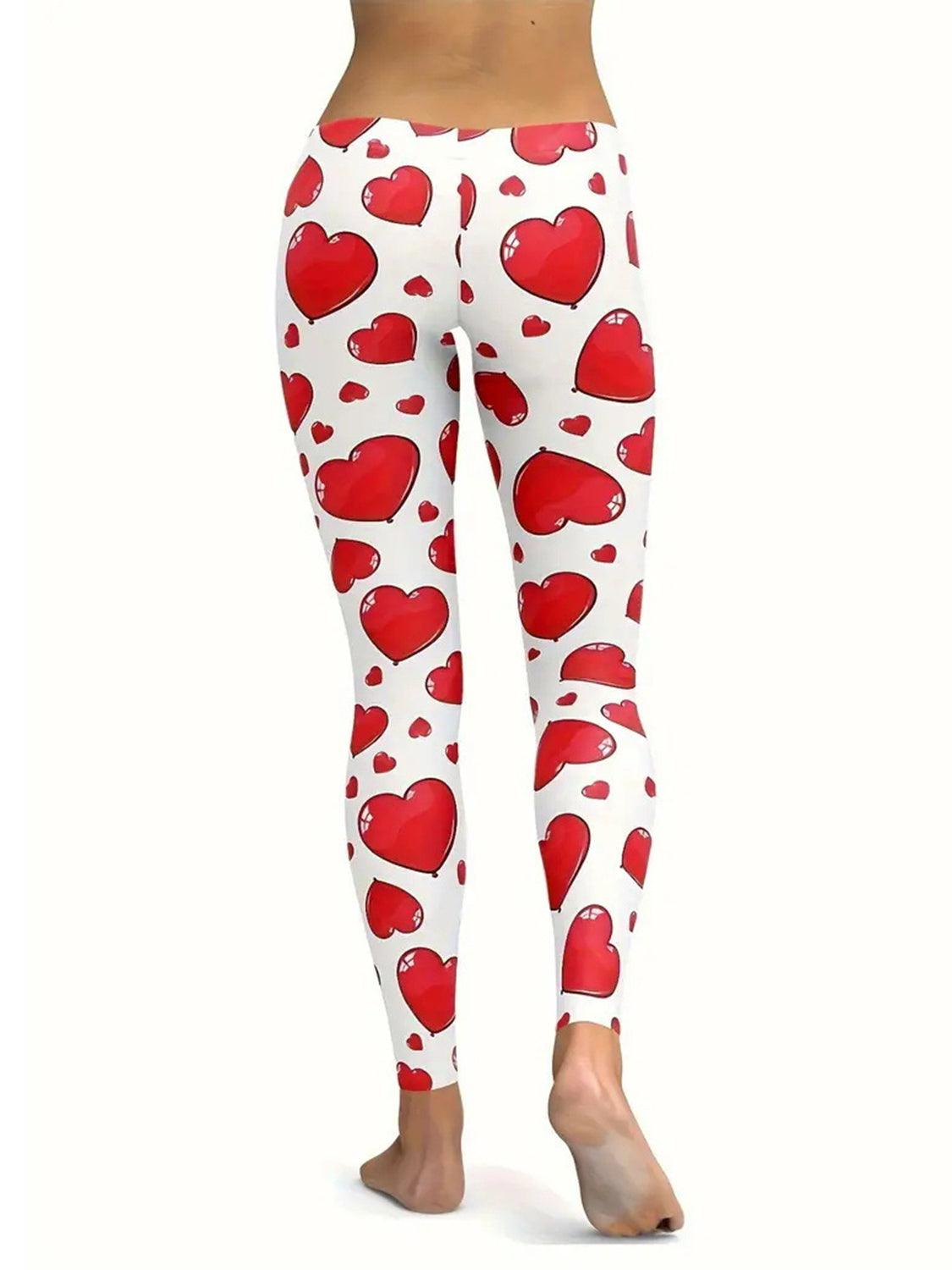 Heart Print Skinny Pants - Trendy by Luna