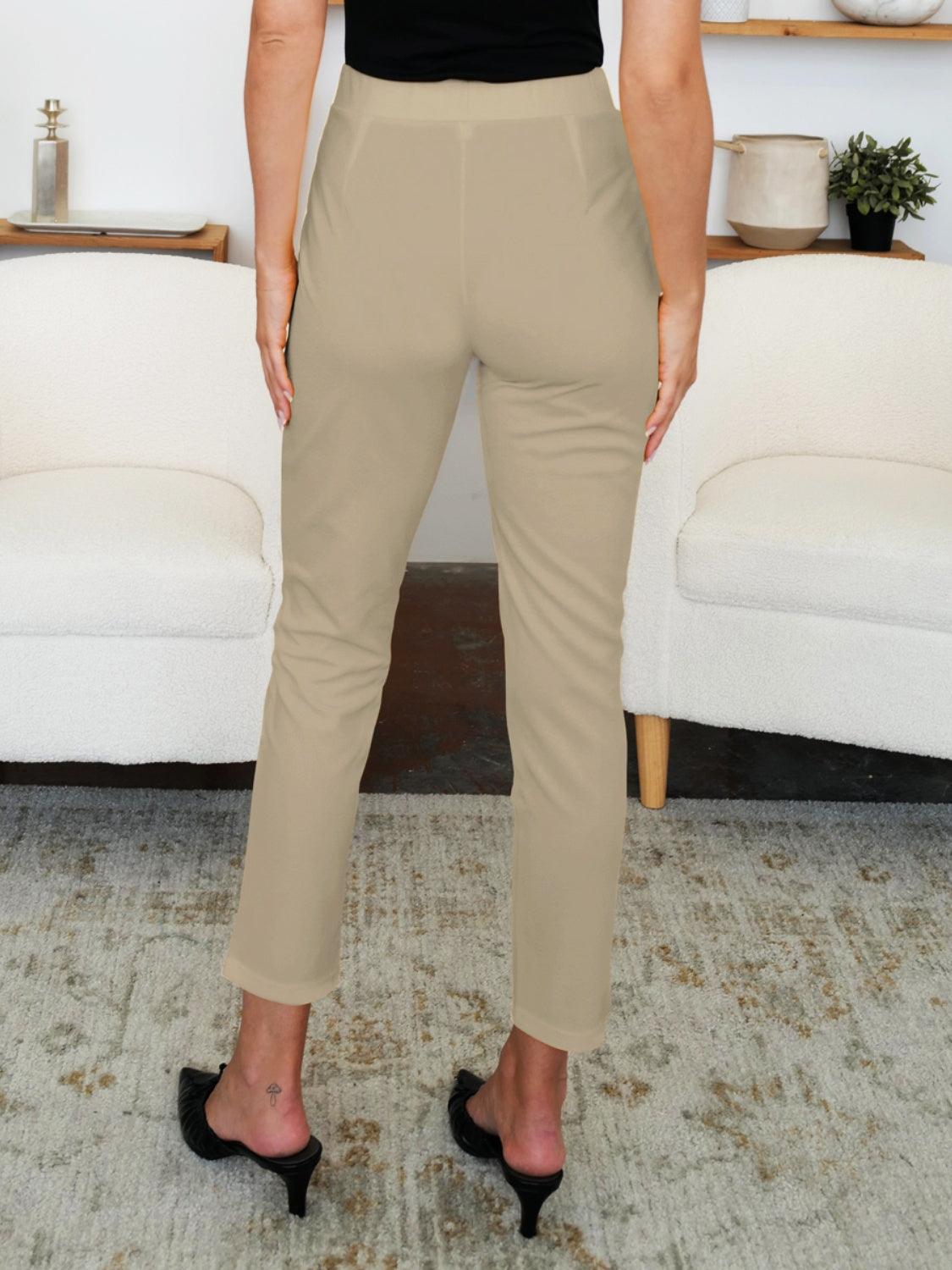 Pocketed High Waist Skinny Pants - Trendy by Luna