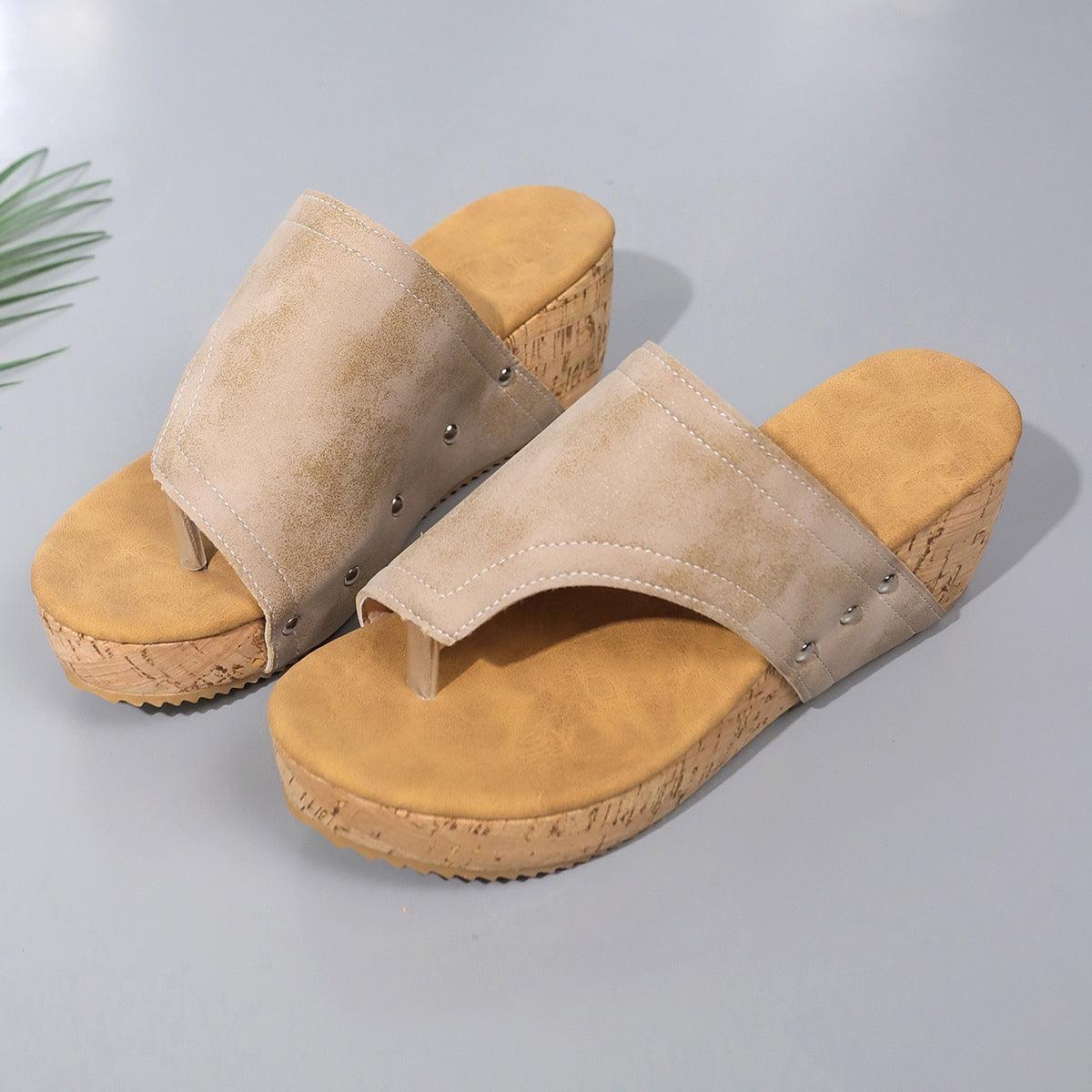 PU Leather Wedge Sandals - Trendy by Luna