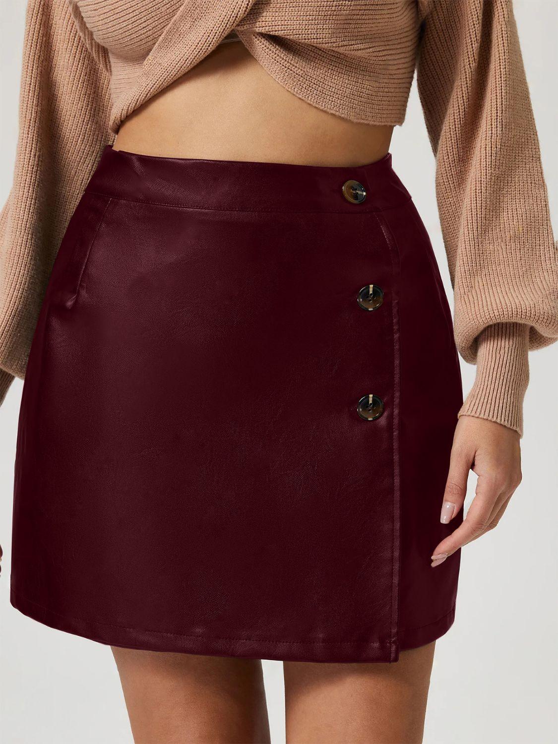 Buttoned High Rise Mini Skirt - Trendy by Luna