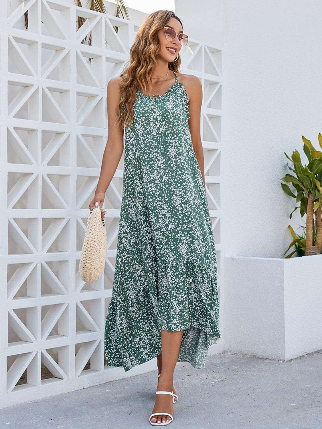 Ditsy Floral Scoop Neck Midi Cami Dress - Trendy by Luna