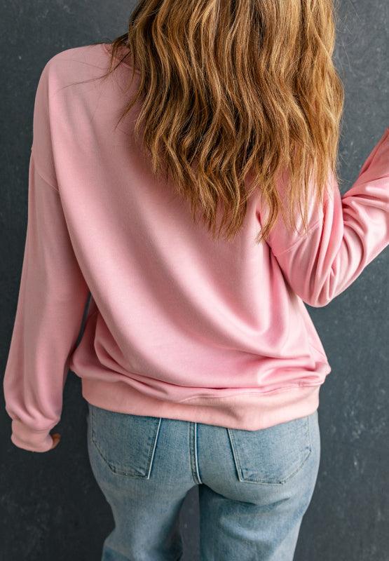 Valentine’s Day XOXO Round Neck Drop Shoulder Sweatshirt - Trendy by Luna