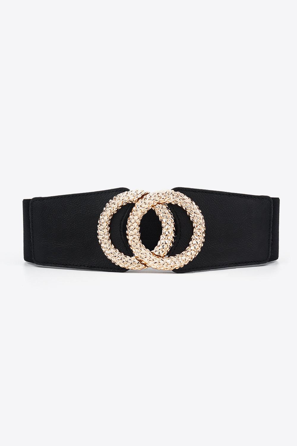 Circle Buckle Elastic Wide PU Belt - Trendy by Luna