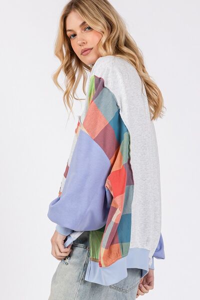 Contrast Peace Patch Dropped Shoulder Sweatshirt - Trendy by Luna