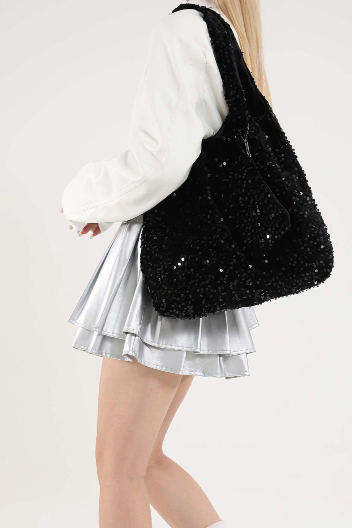 Sequin Polyester Handbag - Trendy by Luna