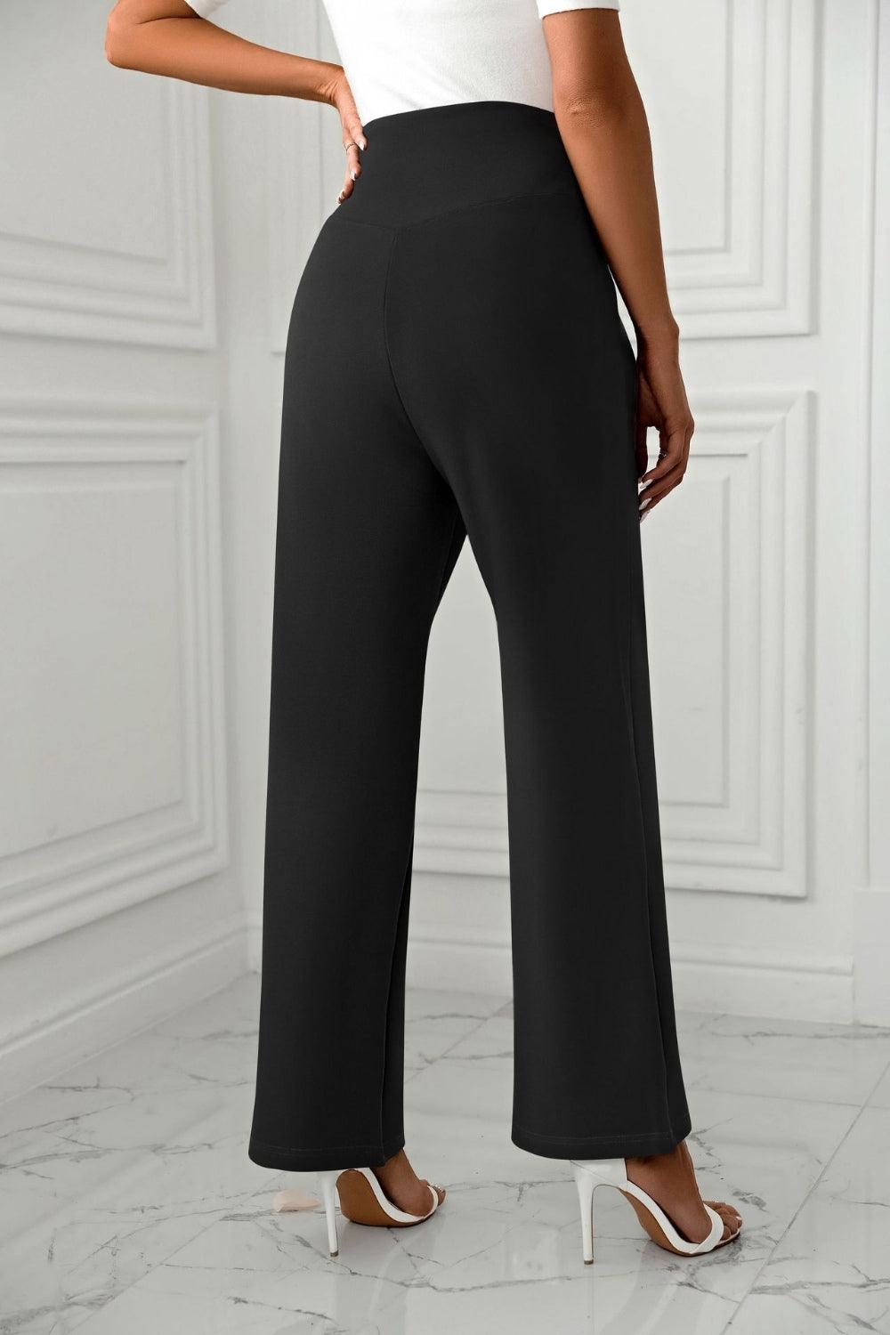 High Waist Straight Leg Pants - Trendy by Luna