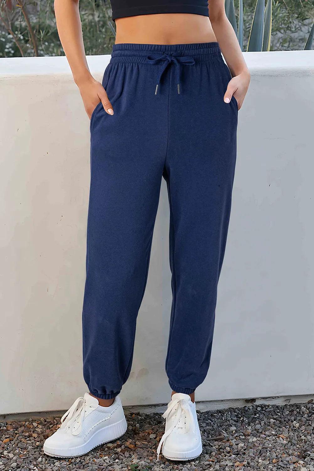 Drawstring Joggers with Pockets - Trendy by Luna