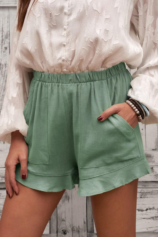 Elastic Waist Shorts with Pockets - Trendy by Luna