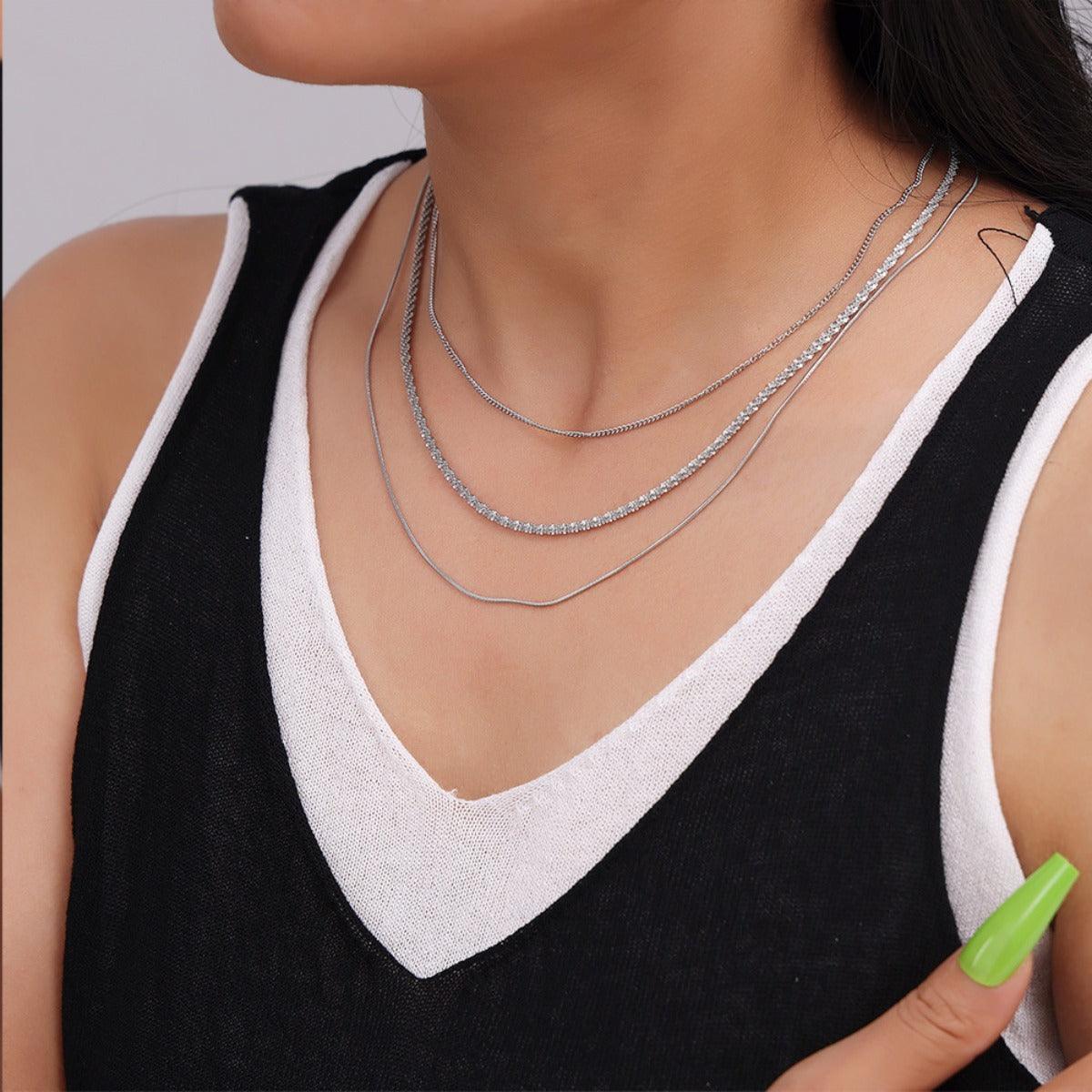 Titanium Steel Three-Layered Necklace - Trendy by Luna