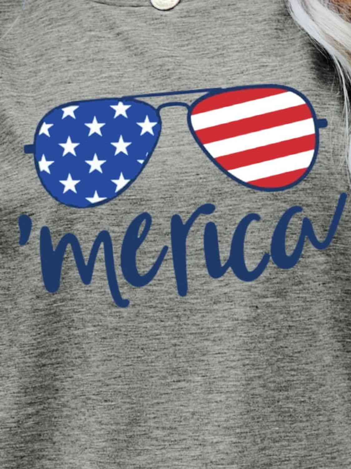 US Flag Glasses Graphic Tee - Trendy by Luna