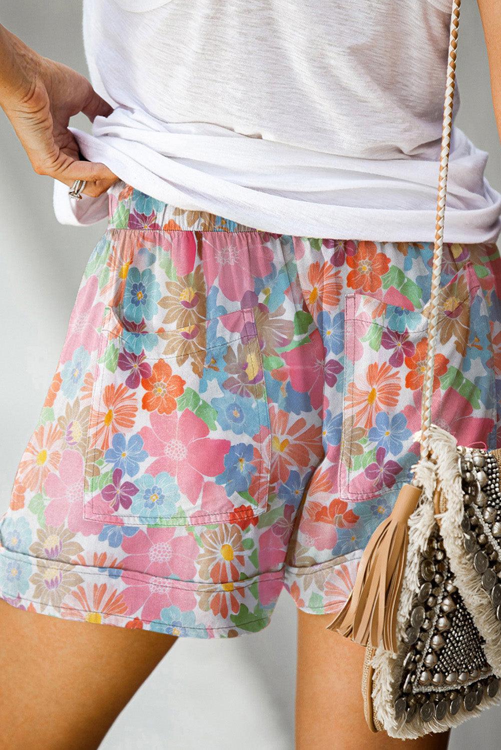 Drawstring Printed Shorts with Pockets - Trendy by Luna