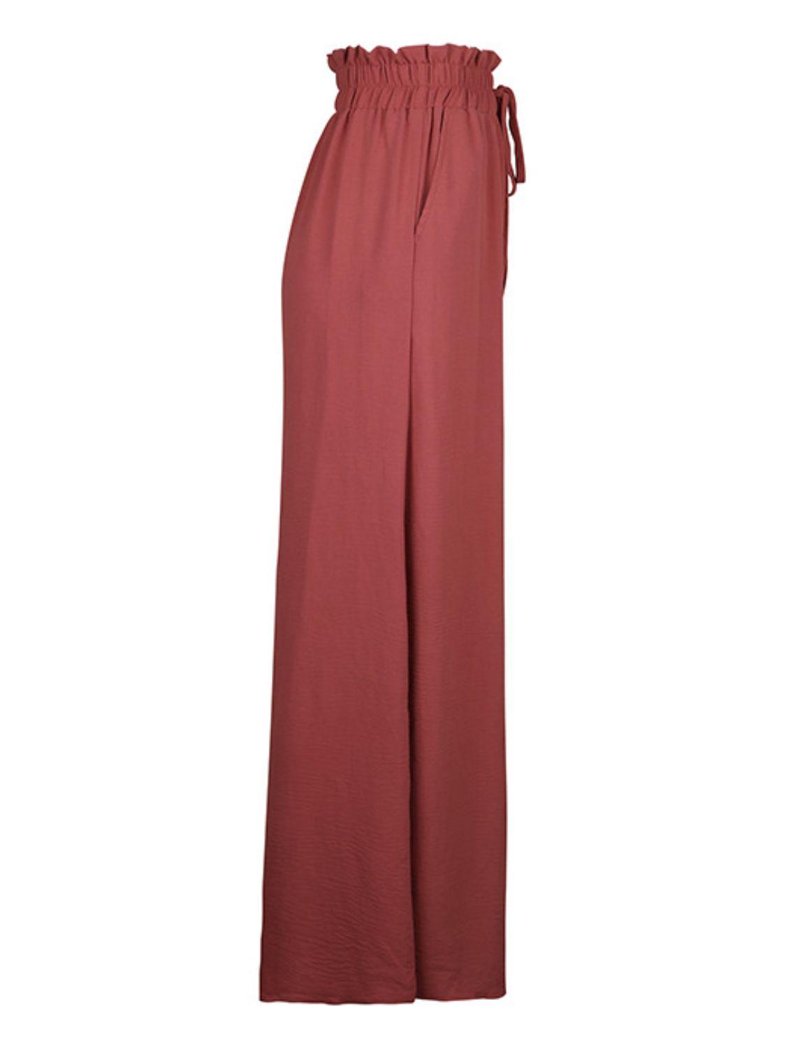 Perfee Frill Tied Wide Leg Pants - Trendy by Luna