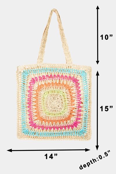 Fame Rainbow Crochet Knit Tote Bag - Trendy by Luna