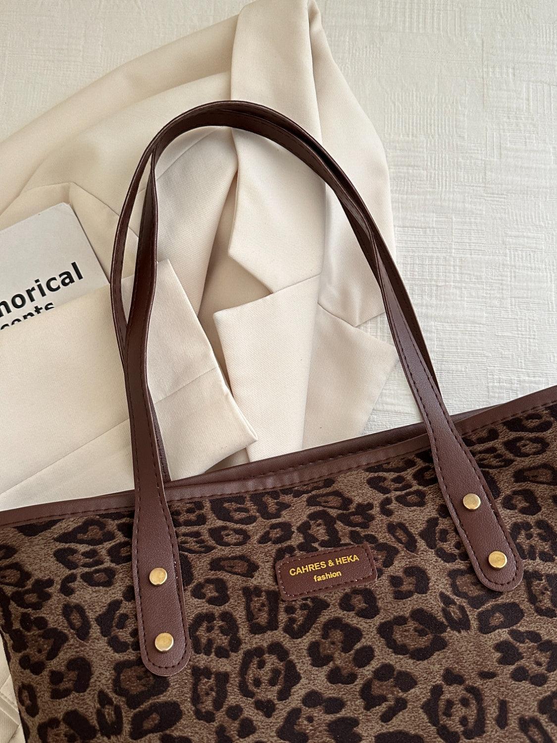 Leopard Polyester Tote Bag - Trendy by Luna