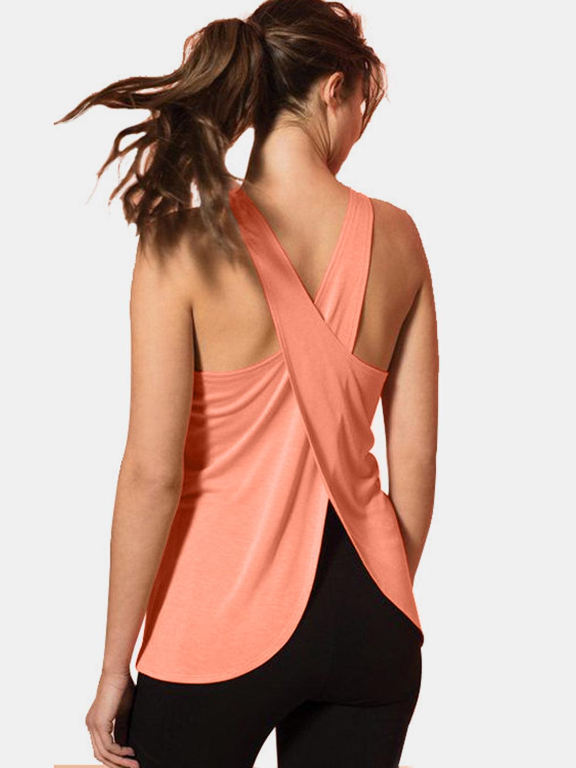 Crisscross Scoop Neck Active Tank - Trendy by Luna