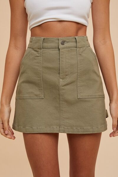 Cargo Denim Mini Skirt - Trendy by Luna