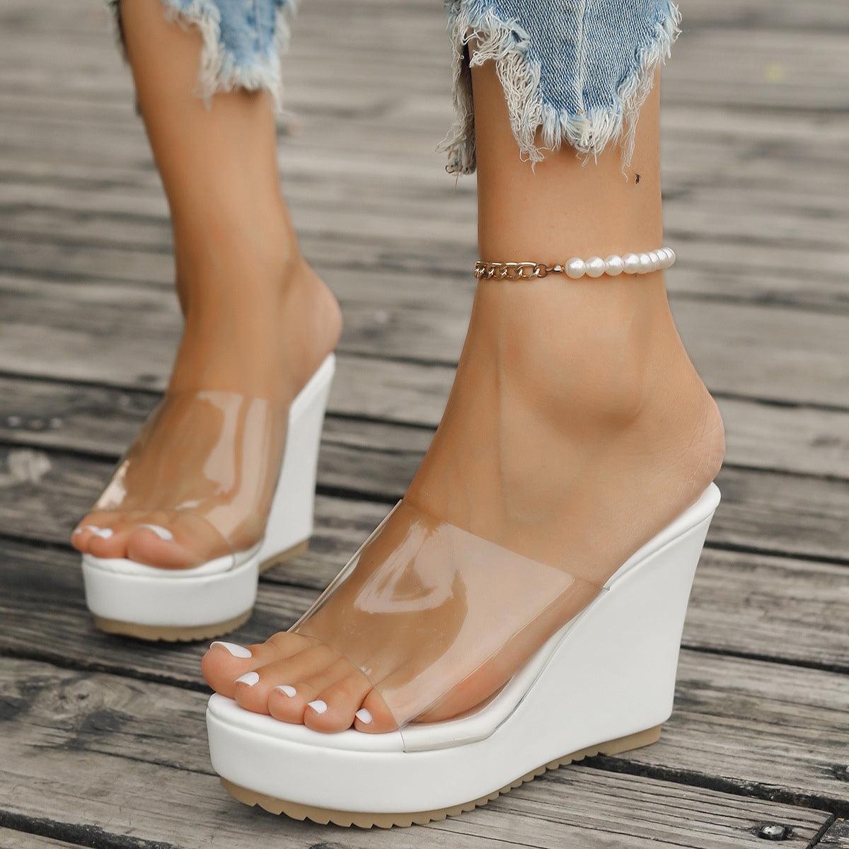 Open Toe Wedge Sandals - Trendy by Luna