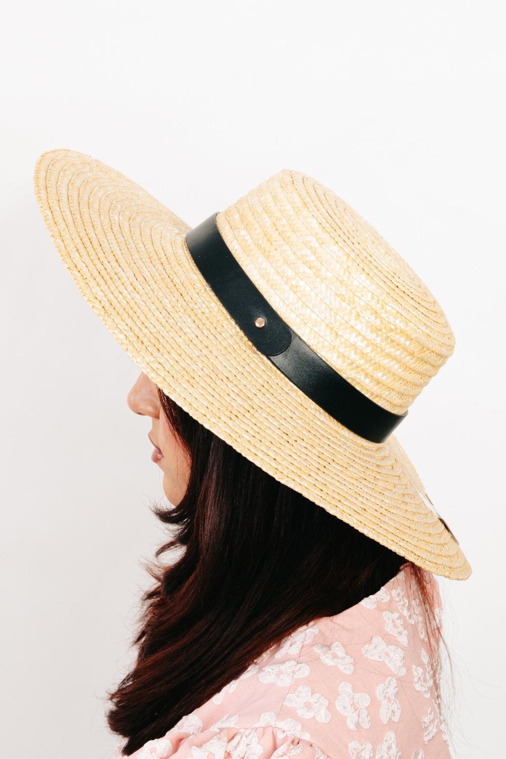 Fame Flat Brim Straw Weave Hat - Trendy by Luna