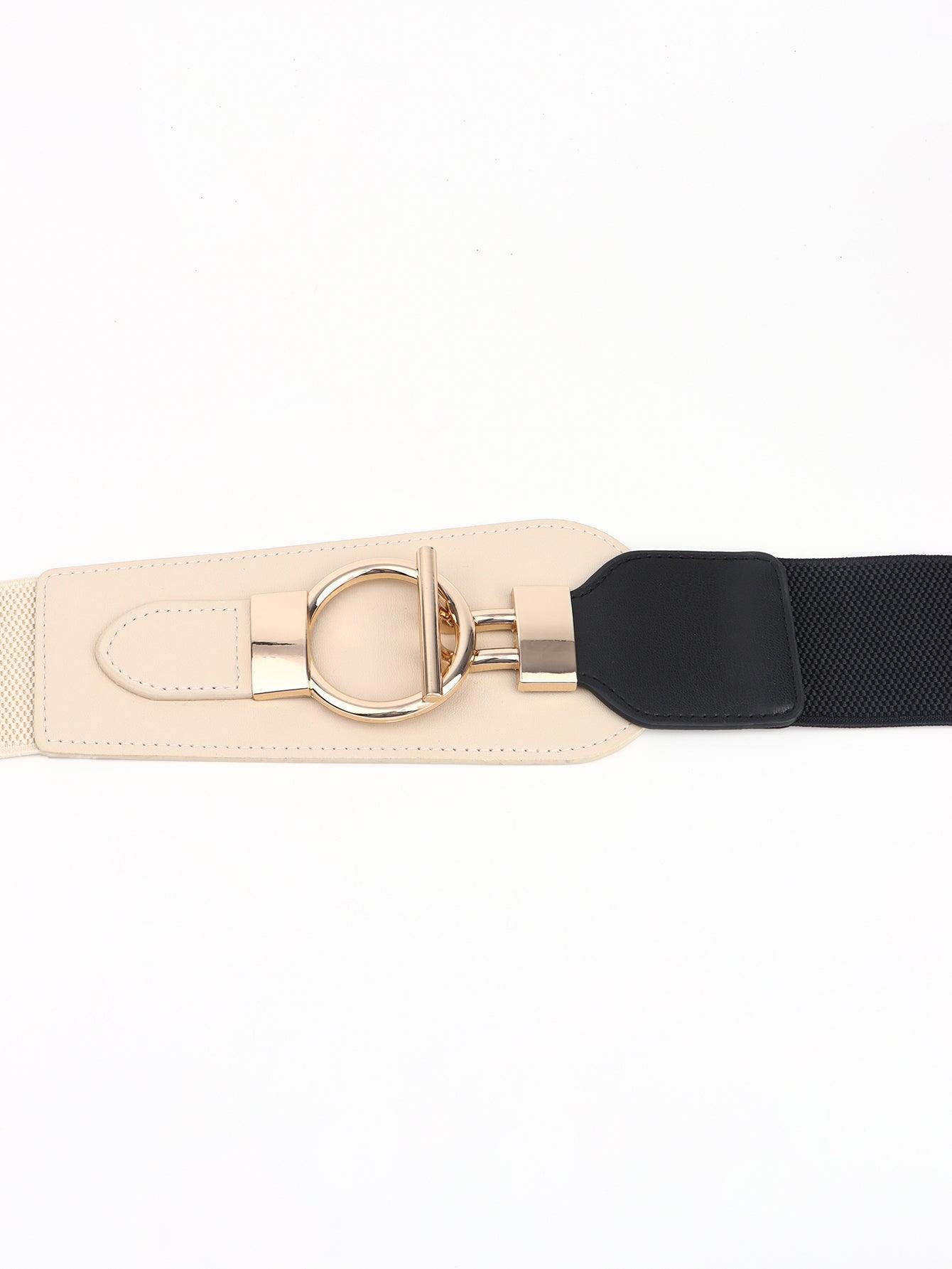 PU Elastic Wide Belt with Alloy Buckle - Trendy by Luna