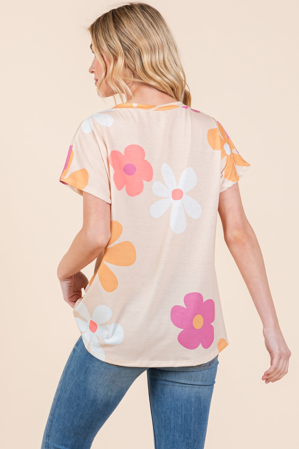 BOMBOM Floral Short Sleeve T-Shirt - Trendy by Luna