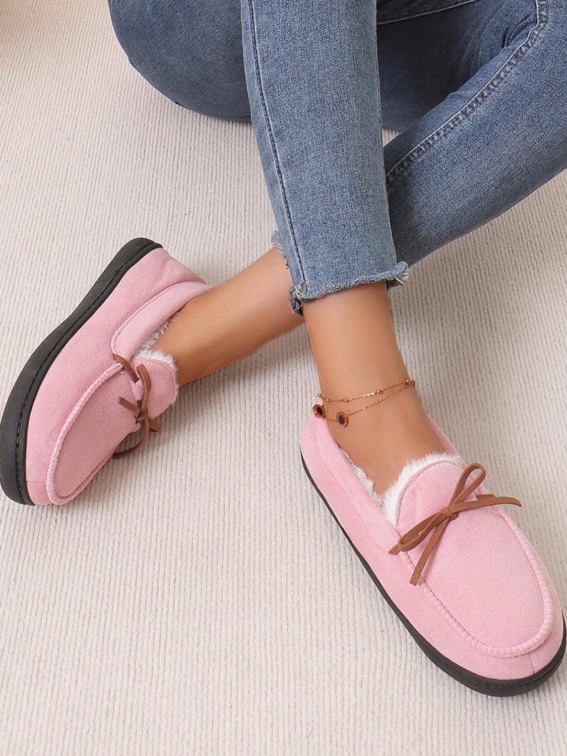 Bow Round Toe Flat Slip-Ons - Trendy by Luna