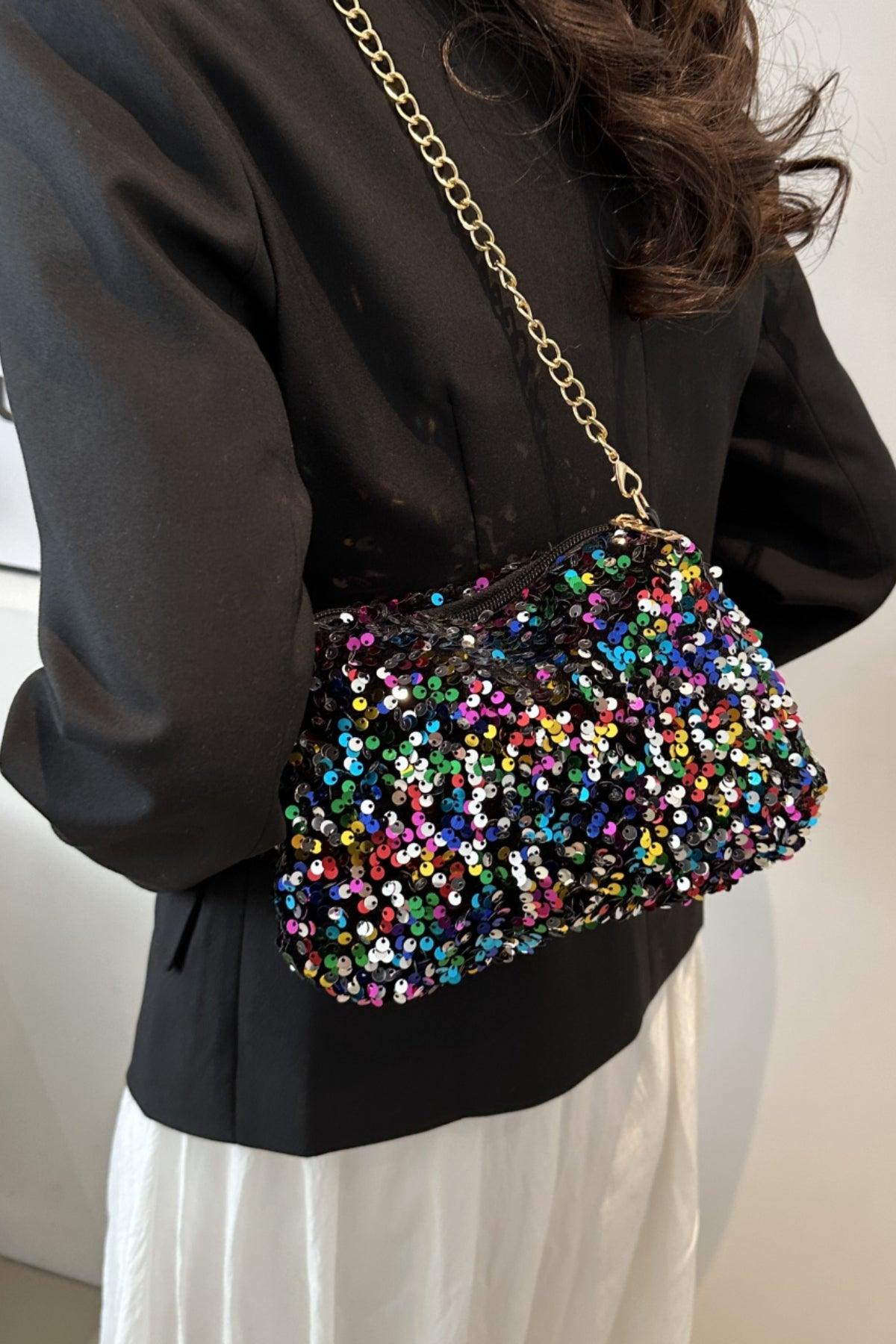 Sequin Removable Strap Shoulder Bag - Trendy by Luna