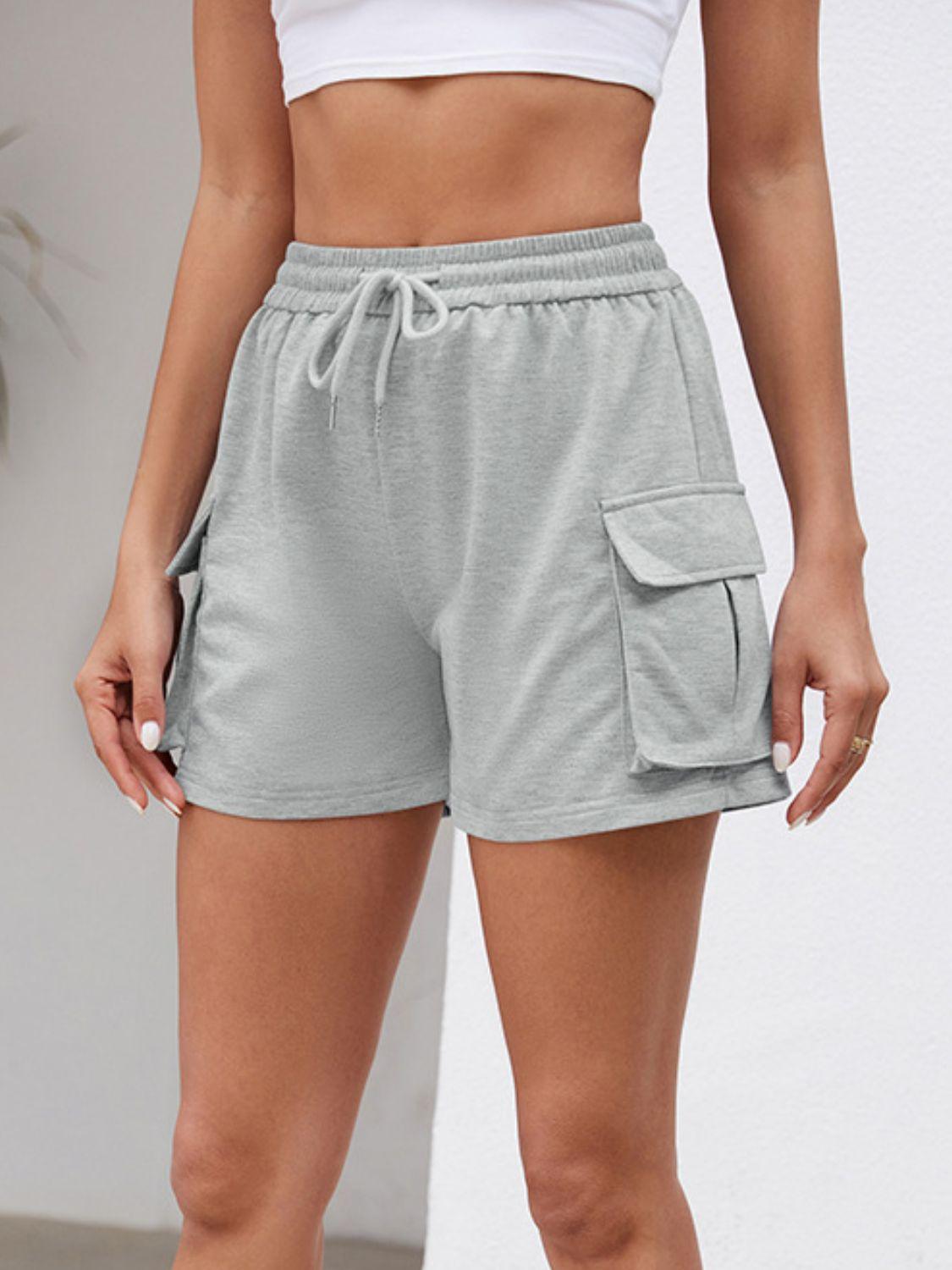 Drawstring Elastic Waist Shorts with Pockets - Trendy by Luna