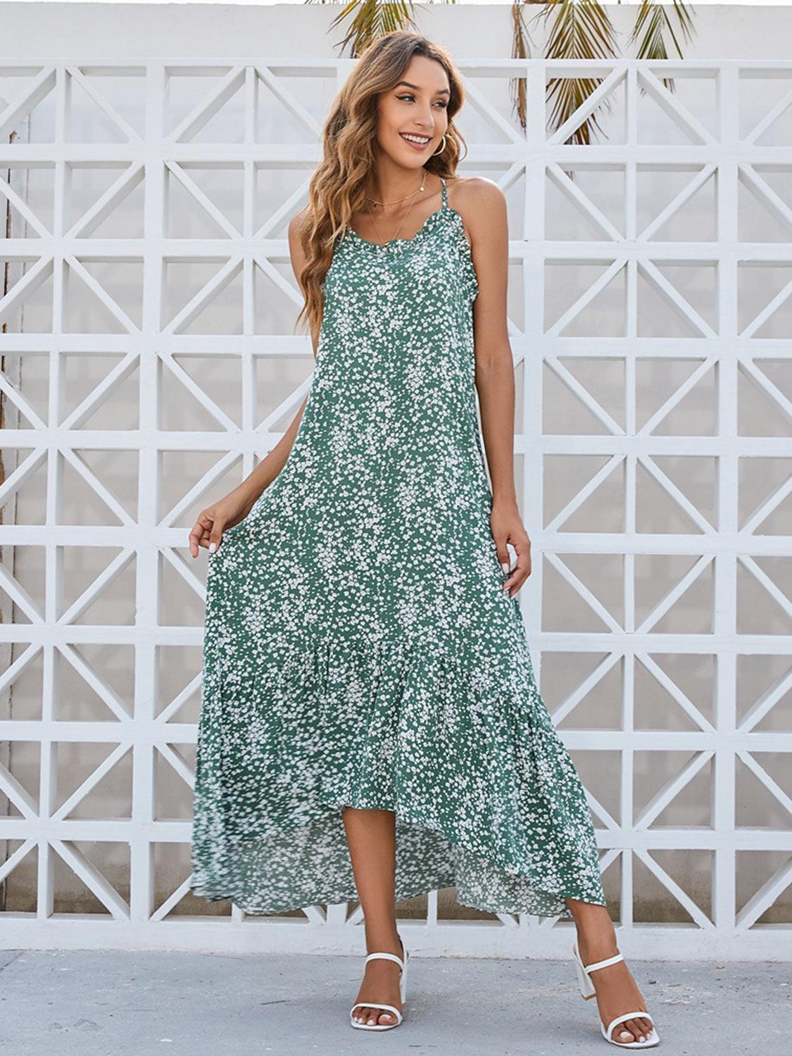 Ditsy Floral Scoop Neck Midi Cami Dress - Trendy by Luna