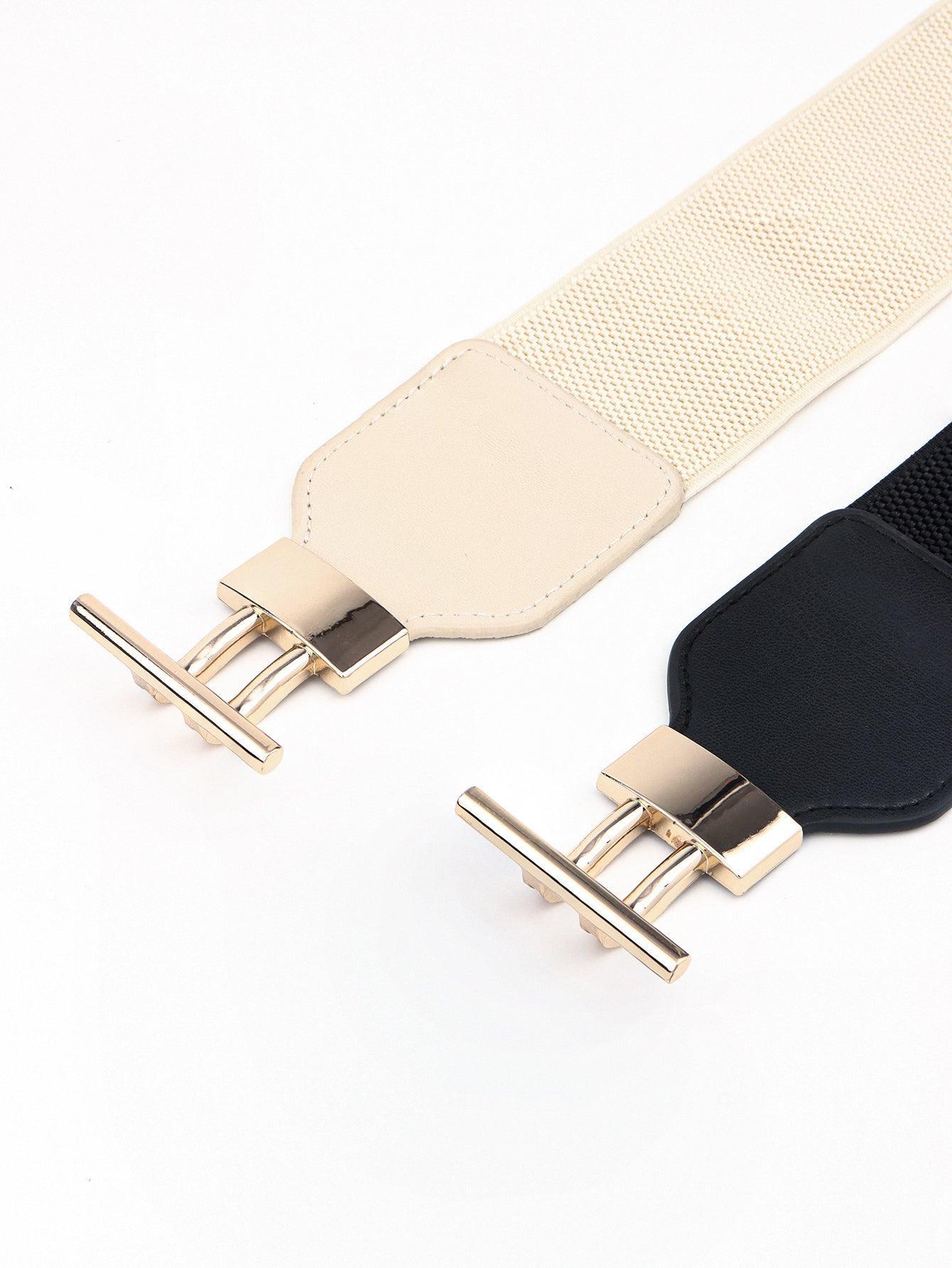 PU Elastic Wide Belt with Alloy Buckle - Trendy by Luna