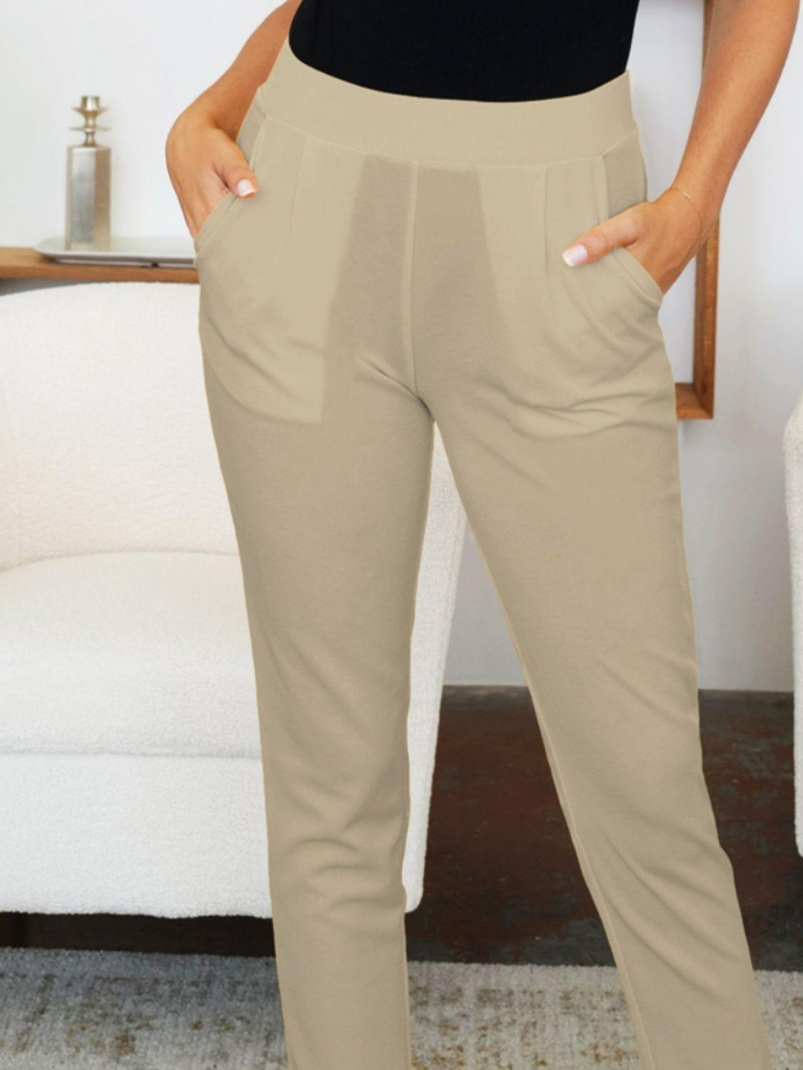 Pocketed High Waist Skinny Pants - Trendy by Luna