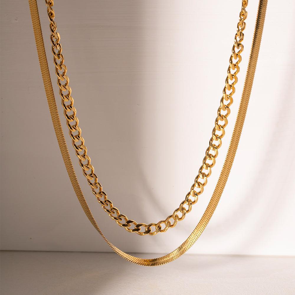 18K Gold-Plated Double Layered Necklace - Trendy by Luna