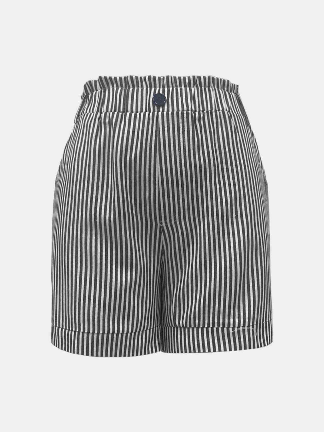 Full Size High Waist Striped Shorts - Trendy by Luna