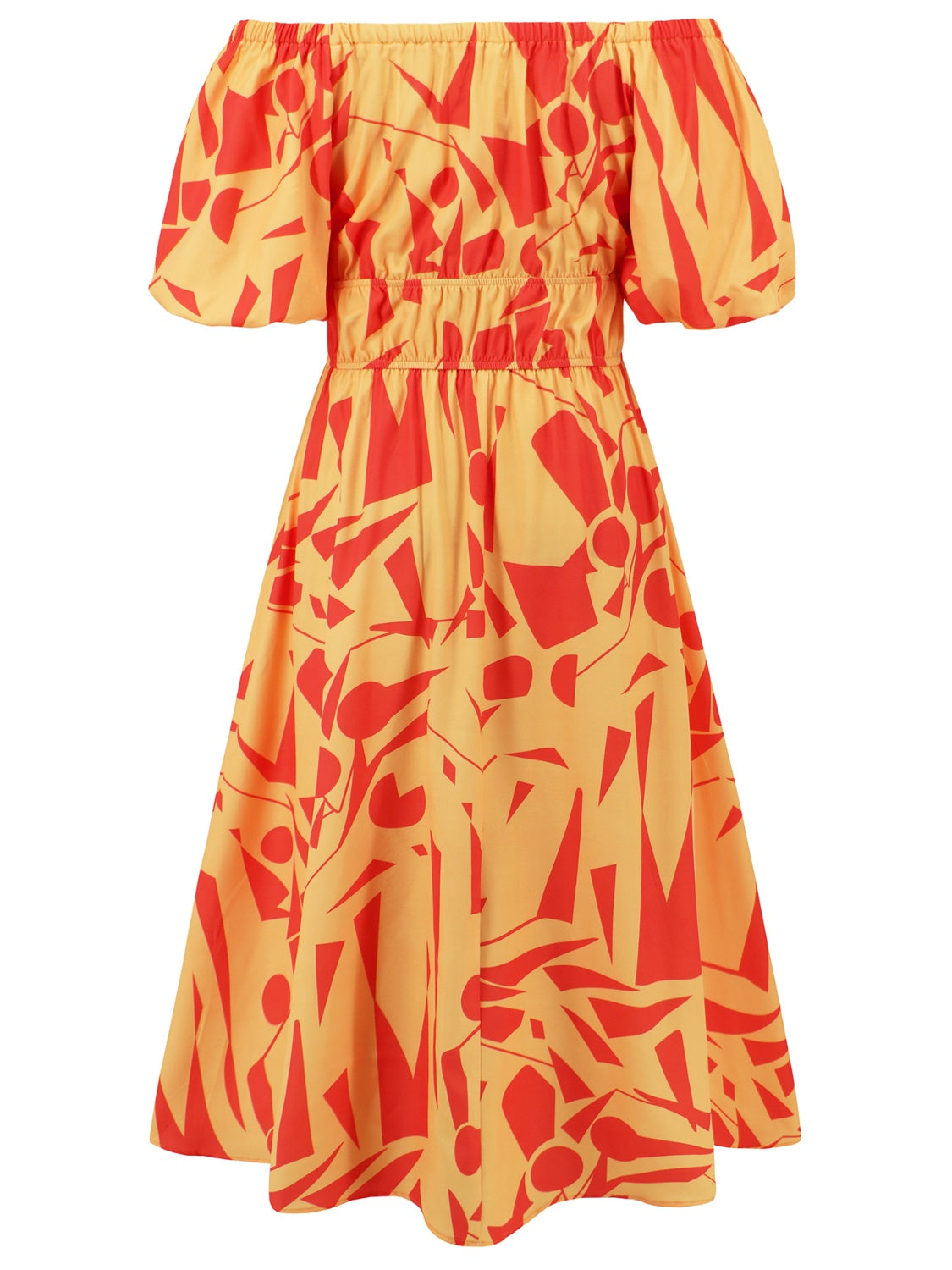 Printed Off-Shoulder Balloon Sleeve Dress - Trendy by Luna