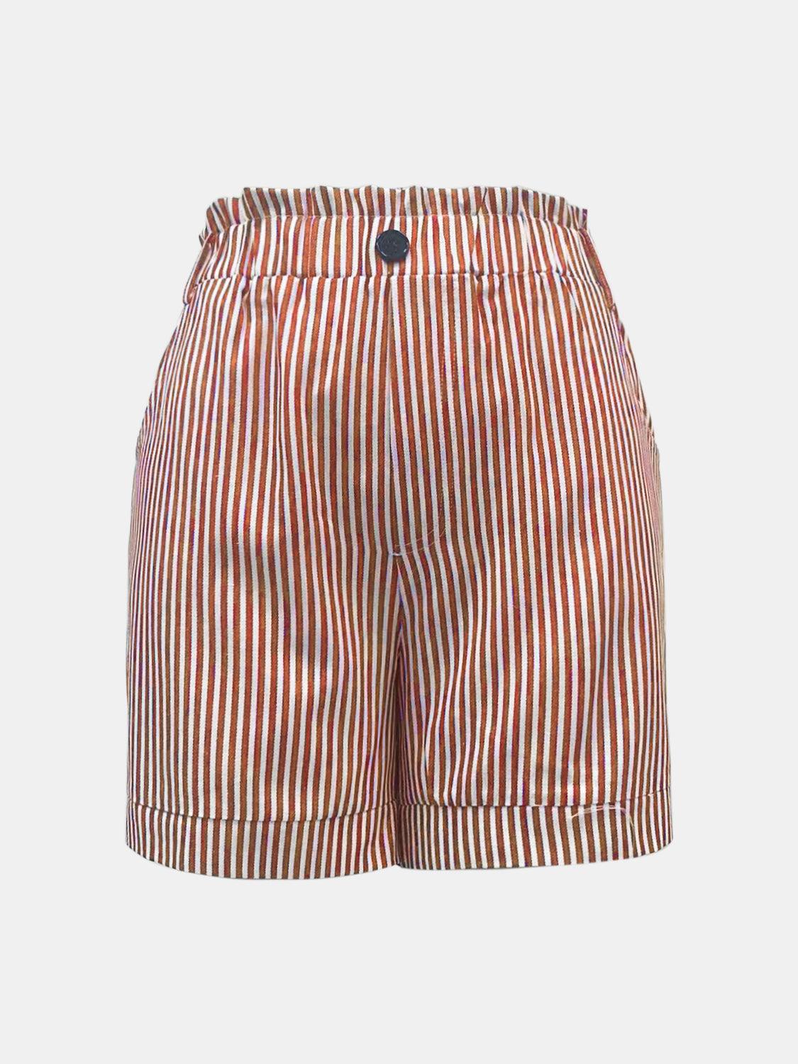 Full Size High Waist Striped Shorts - Trendy by Luna