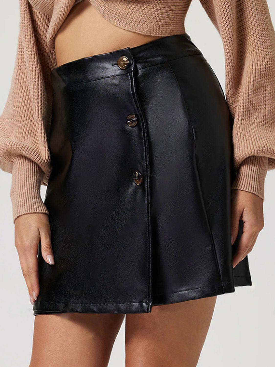 Buttoned High Rise Mini Skirt - Trendy by Luna