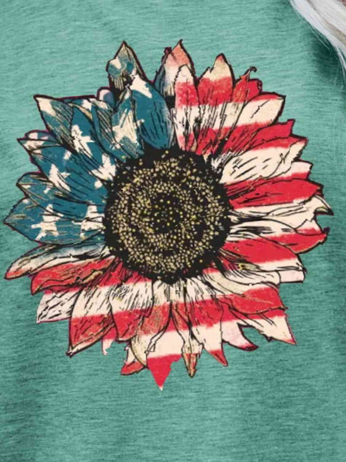 US Flag Flower Graphic Tee - Trendy by Luna