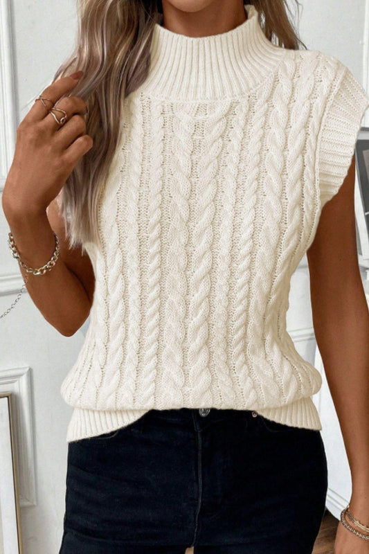 Trendy Cable Knit Turtleneck Sweater Vest - Trendy by Luna