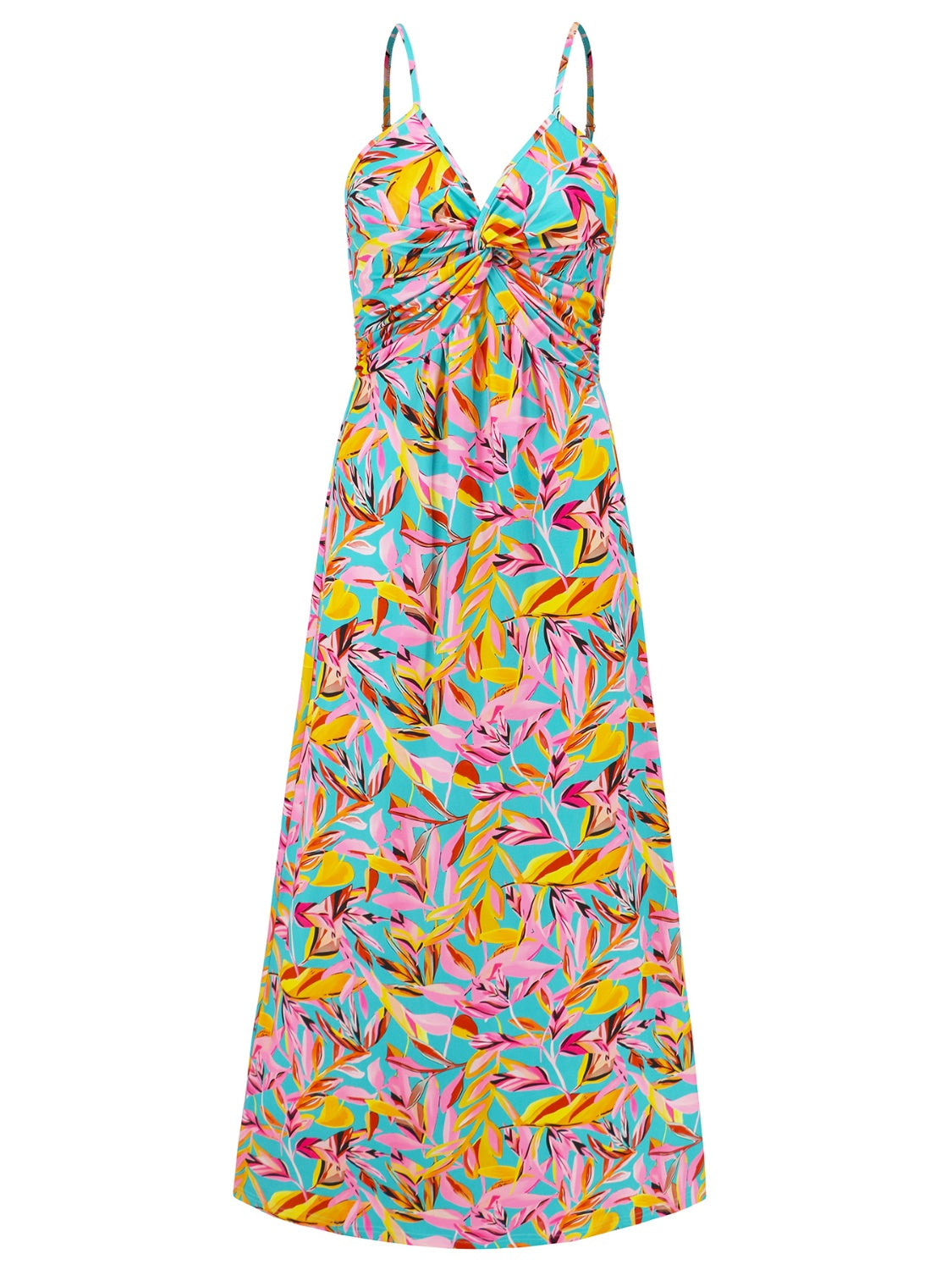 Twisted Printed V-Neck Cami Dress - Trendy by Luna