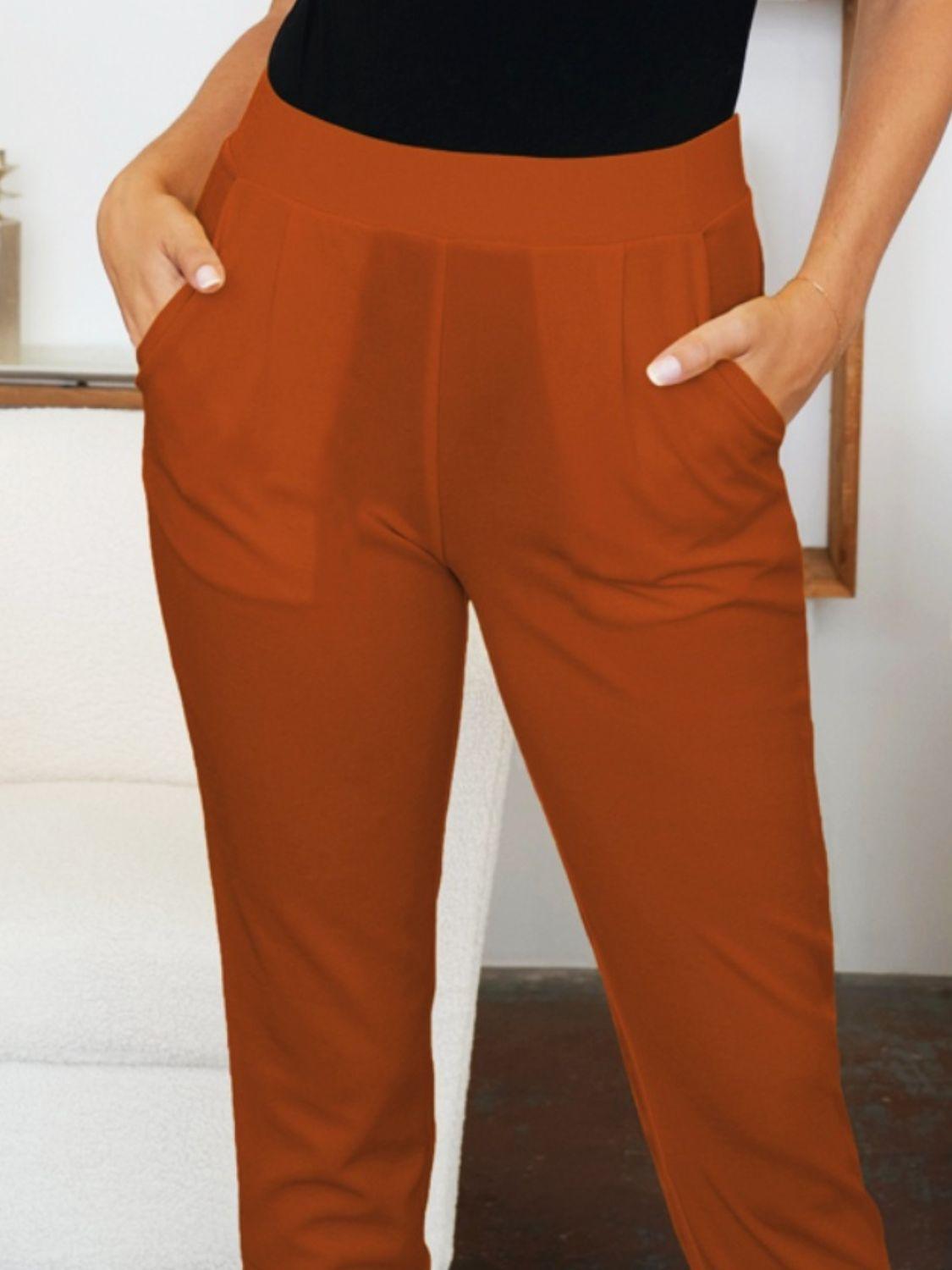 Pocketed High Waist Skinny Pants - Trendy by Luna