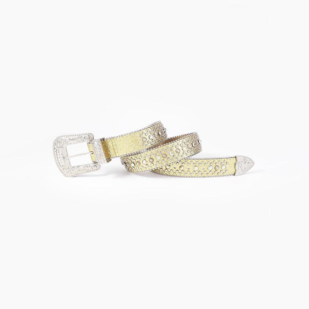 Rhinestone PU Leather Belt - Trendy by Luna