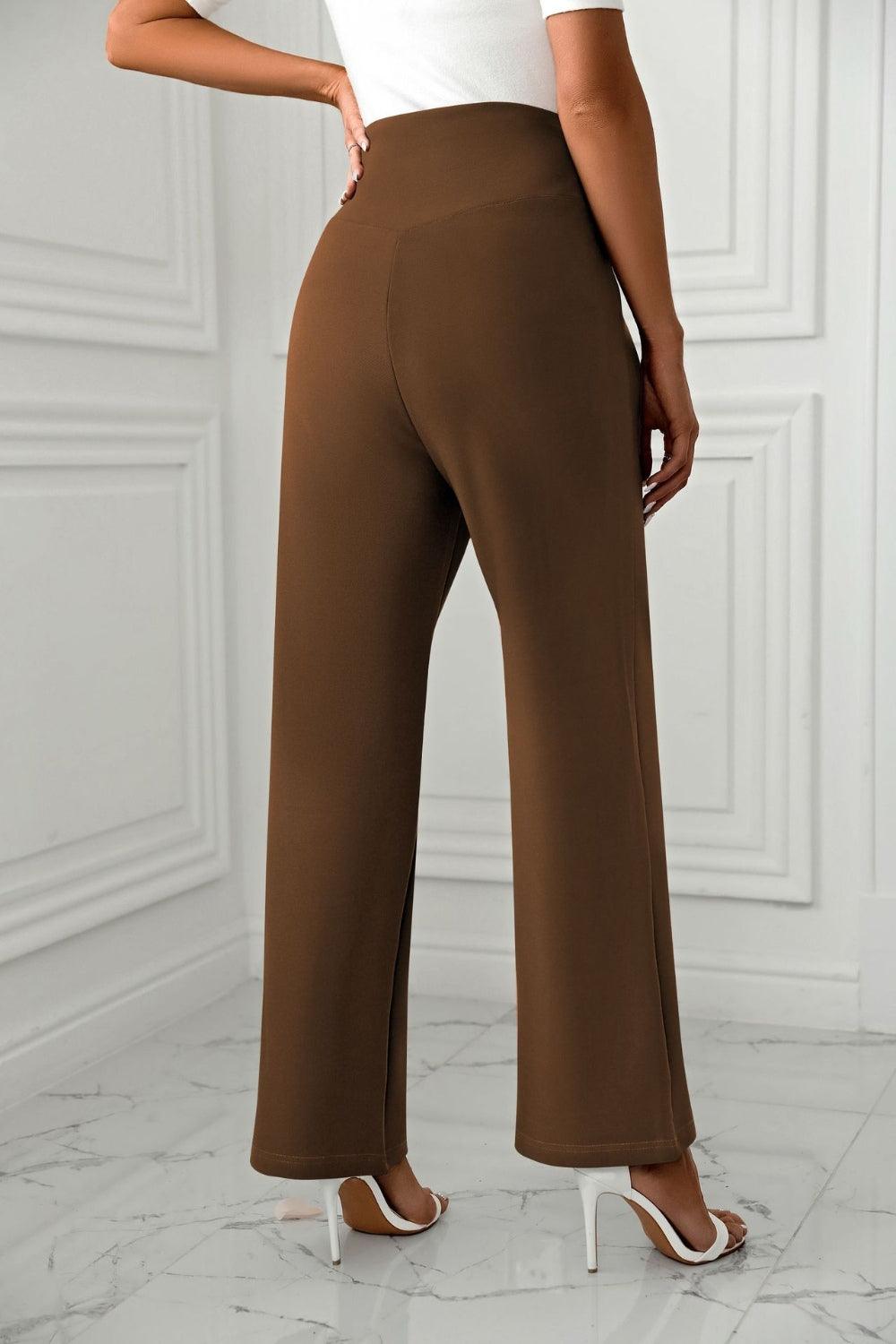 High Waist Straight Leg Pants - Trendy by Luna