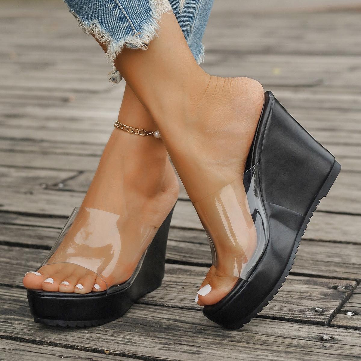 Open Toe Wedge Sandals - Trendy by Luna