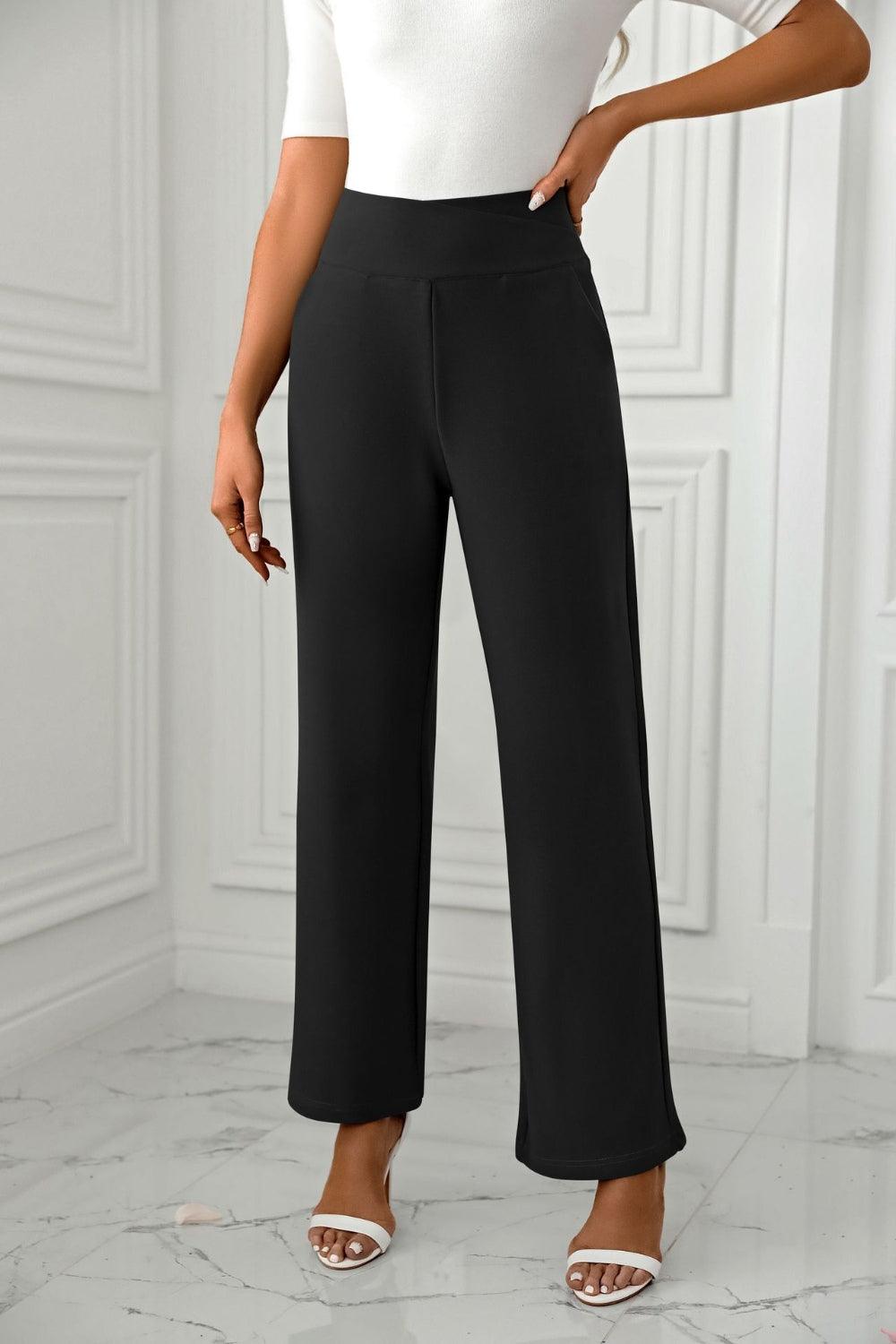 High Waist Straight Leg Pants - Trendy by Luna