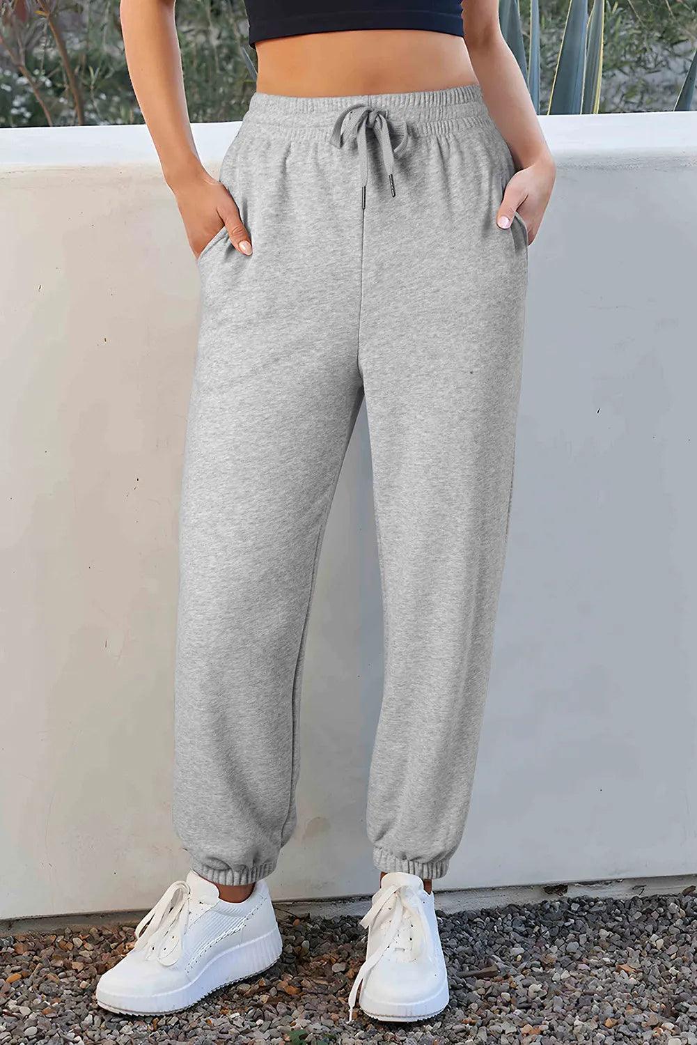 Drawstring Joggers with Pockets - Trendy by Luna