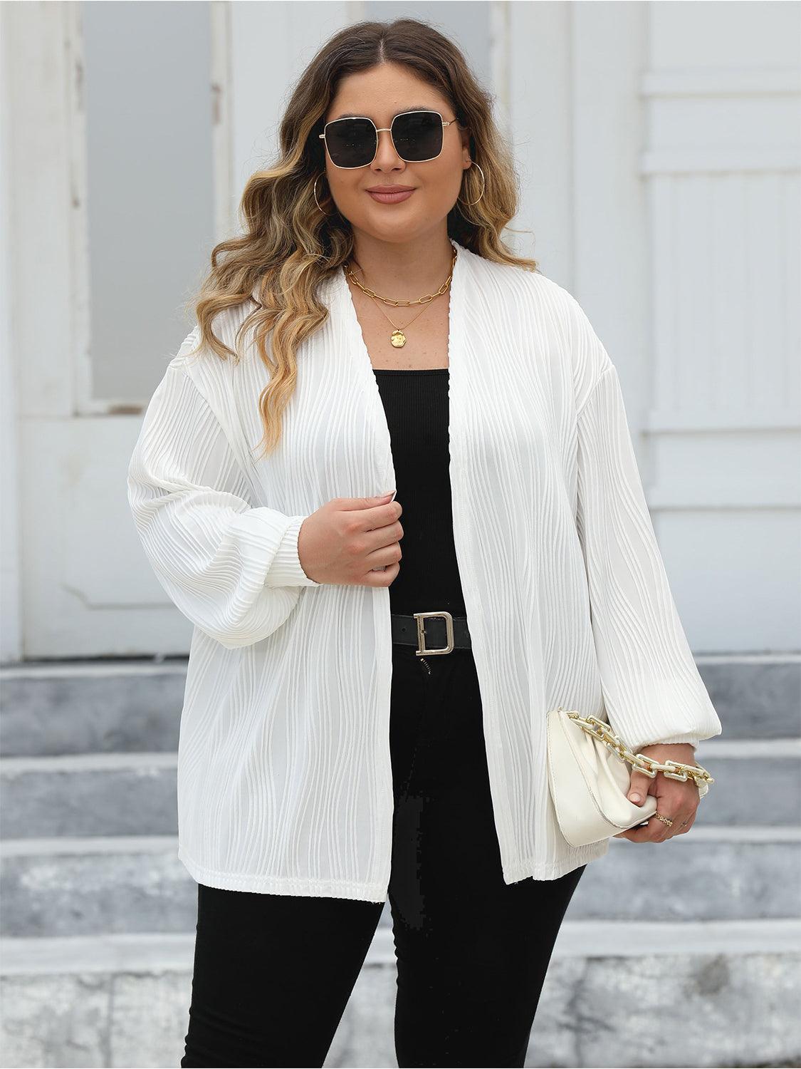 Plus Size Open Front Long Sleeve Cardigan - Trendy by Luna