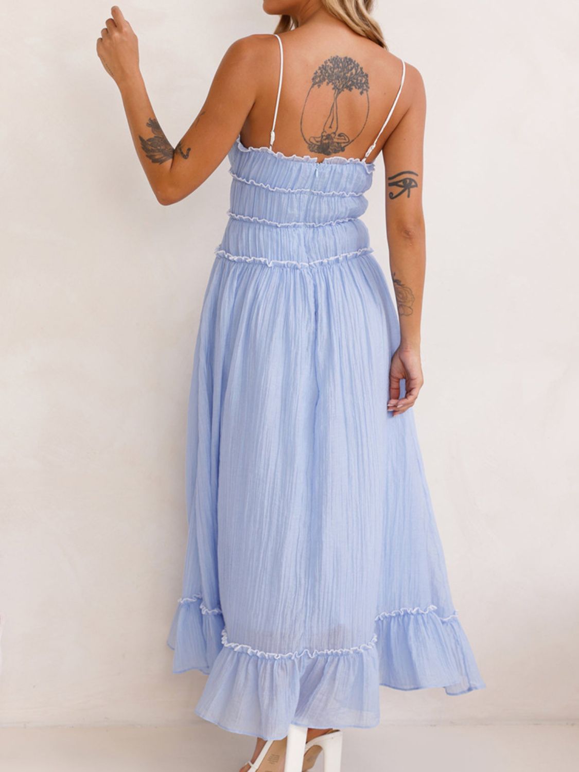 Frill Ruffled Hem Midi Cami Dress