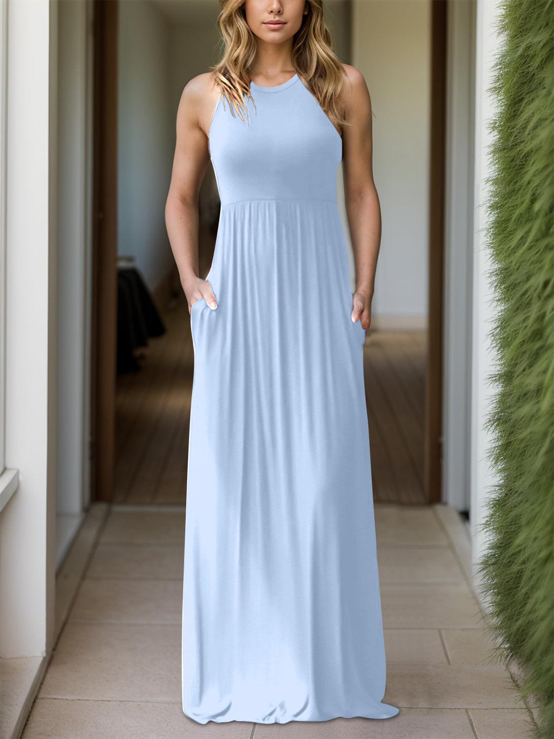 Full Size Grecian Neck Dress with Pockets - Trendy by Luna