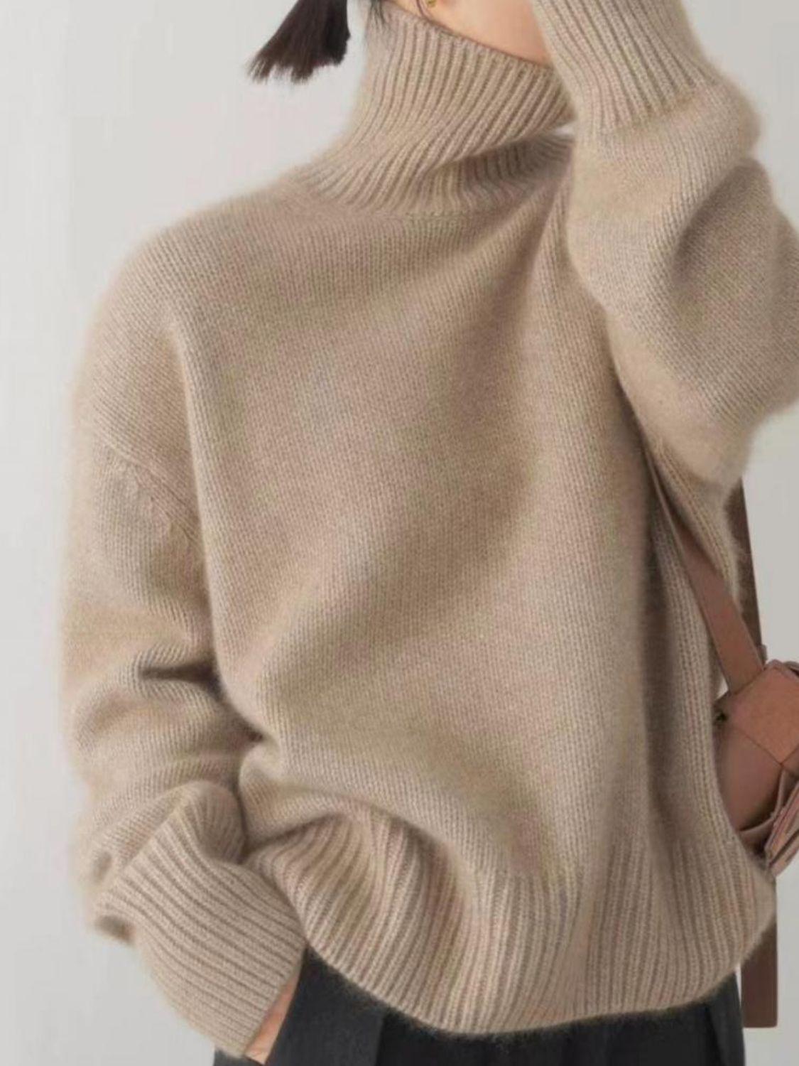 Trendy Oversized Turtleneck Sweater - Trendy by Luna