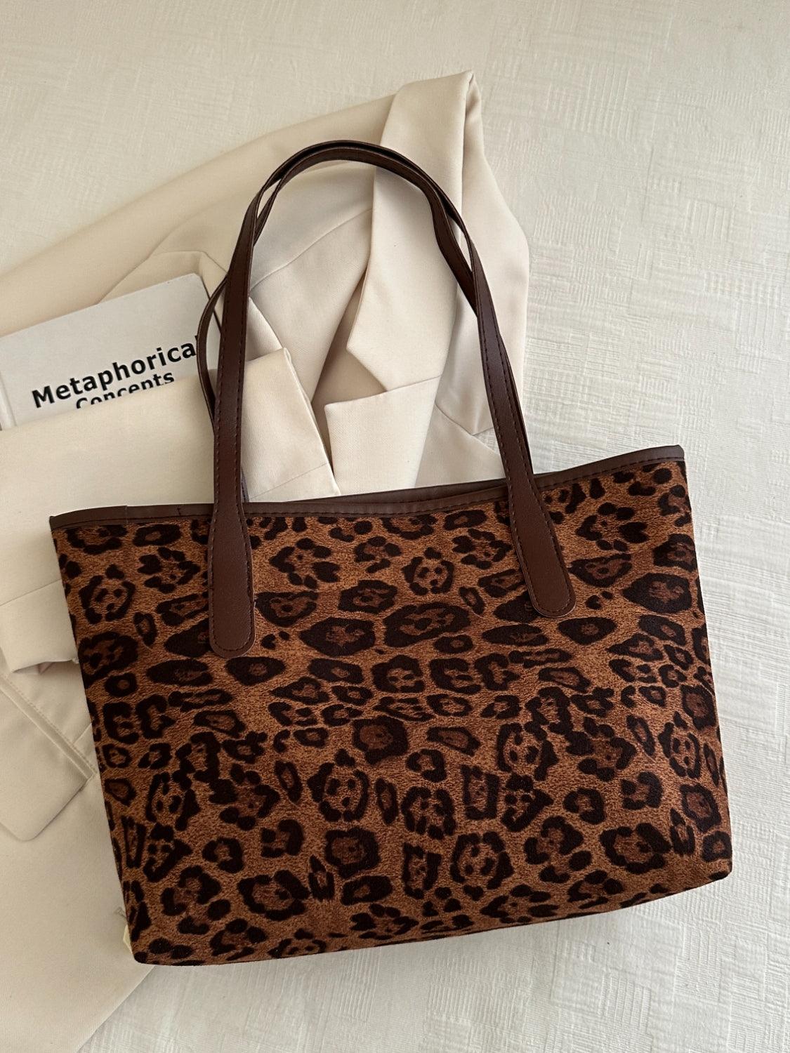 Leopard Polyester Tote Bag - Trendy by Luna