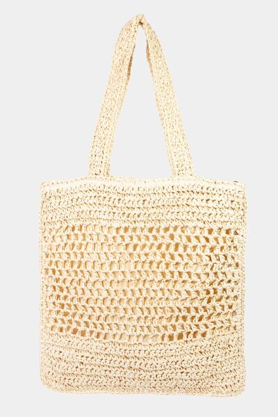 Fame Straw-Paper Crochet Tote Bag - Trendy by Luna